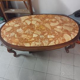tavolino da caffè stile luigi xv legno e marmo 