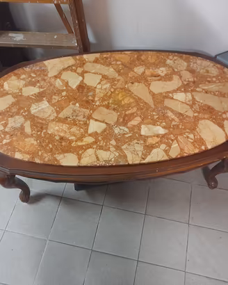 tavolino da caffè stile luigi xv legno e marmo 