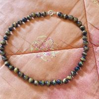 Collana occhi di tigre con moschettone in oro 