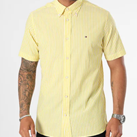 Camicia classica a maniche corte a righe giallo bi