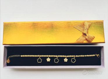 Bracciale "Quadrifoglio nero e strass"