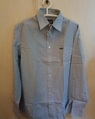 Camicia a righe azzurra e bianca Armani uomo