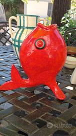 Vaso pesce rosso in ceramica vintage
