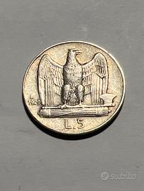 Moneta da 5 lire regno d Italia 1929