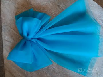 Fiocco nascita DOPPIO in tulle turchese 