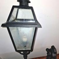 Lampione applique ferro e vetro