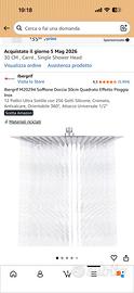 Soffione doccia 30x30 quadrato inox
