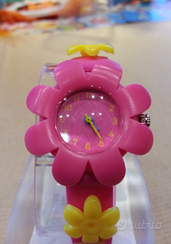Orologio bambina rosa - forma fiore - nuovo