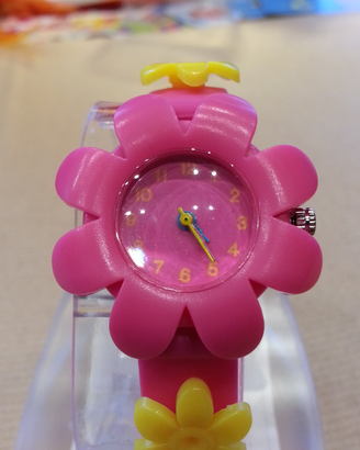 Orologio bambina rosa - forma fiore - nuovo