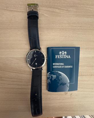 Orologio Festina Uomo Nuovo Cinturino Pelle Blu