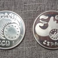 2x5ecu Spagna 2xoncia argento fino