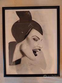 quadro ritratto a matita malefica 