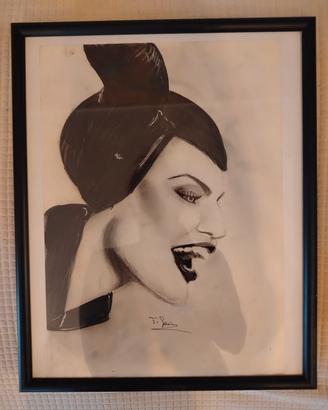 quadro ritratto a matita malefica 