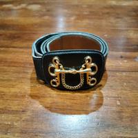 Cintura vintage Hermès in pelle nera con fibbia