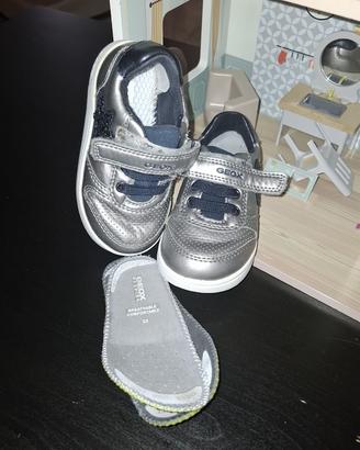 scarpe geox 22 bambina strappo sneakers argento
