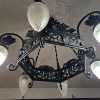 Lampadario ferro battuto