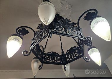Lampadario ferro battuto
