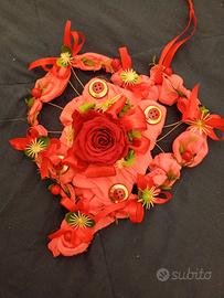 cuore Pink con rosa stabilizzata rossa