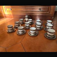 Set da 12 tazzibe caffe con zuccheriera in peltro