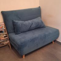 Divanetto pieghevole 1 posti in velluto blu petrol