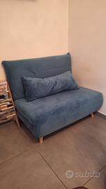 Divanetto pieghevole 1 posti in velluto blu petrol
