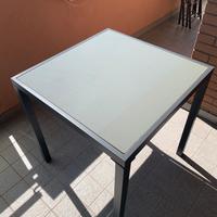 Tavolo terrazzo ferro e vetro satinato 70x70