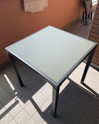 Tavolo terrazzo ferro e vetro satinato 70x70