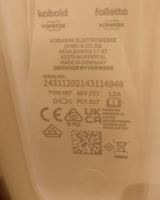 folletto  kobold VK7 a batteria ricaricabile 