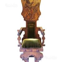 Sedia imperiale antica in legno massello noce