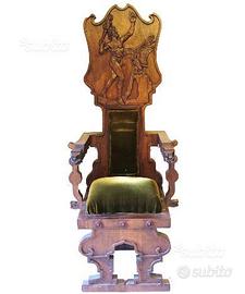 Sedia imperiale antica in legno massello noce