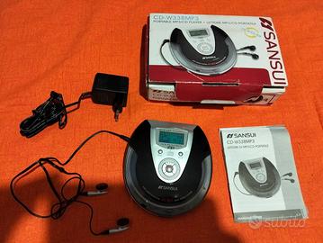 lettore CD MP3 Sansui con cuffie e alimentatore
