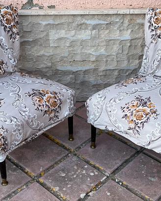 SET KIT COPPIA POLTRONE BASSE VINTAGE PIEDI ottone