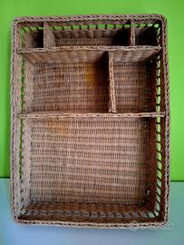 Vassoio Organizer in vimini a scomparti (46x34 cm)