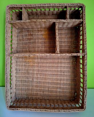 Vassoio Organizer in vimini a scomparti (46x34 cm)