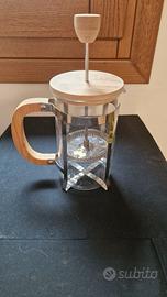 Caffettiera Teiera French Press in Vetro e Bambù 