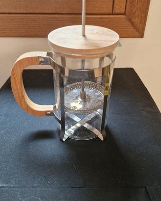 Caffettiera Teiera French Press in Vetro e Bambù 