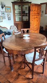 TAVOLO OVALE IN NOCE D'EPOCA ALLUNGABILE