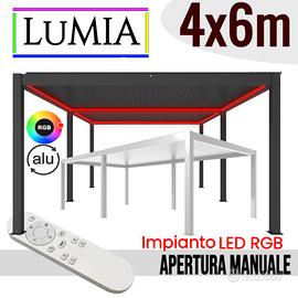 Pergola bioclimatica 6x4 LuMIA alluminio con LED