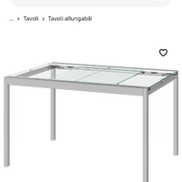 GLIVARP Tavolo allungabile, trasparente/cromato, 1