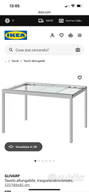 GLIVARP Tavolo allungabile, trasparente/cromato, 1