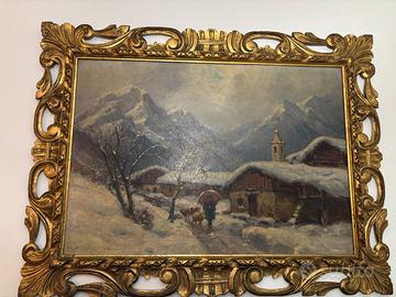 Quadro paesaggio invernale del 1900