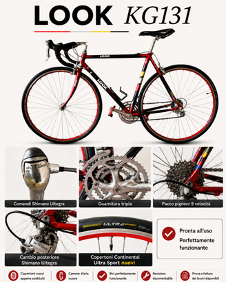 Bici da corsa vintage LOOK KG131 in carbonio
