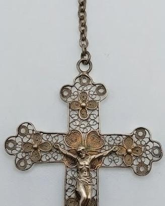 crocifisso antico in filigrana d argento 800