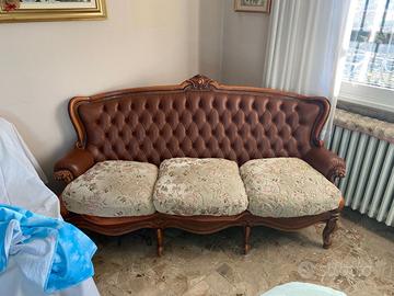 Divano Poltrona Barocco Legno Pelle Sofà Mobili