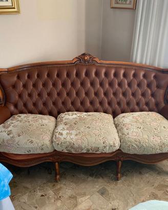 Divano Poltrona Barocco Legno Pelle Sofà Mobili