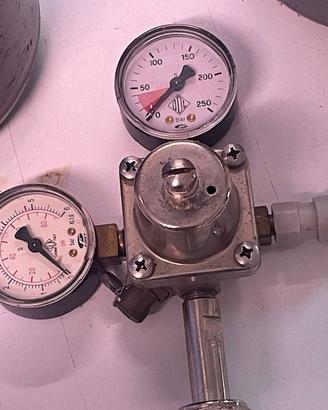 due bombole per CO2 più manometri