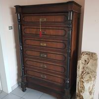 Antico settimino in Noce con colonne ebanizzate