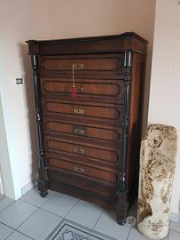 Antico settimino in Noce con colonne ebanizzate