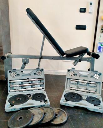 Panca body Building+ kit manubri bilanciere+dischi