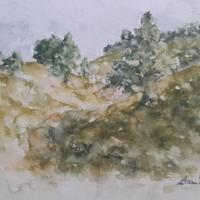Quadro dipinto paesaggio bucolico e mistico